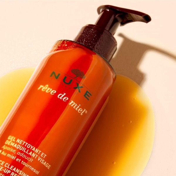 Nuxe Rêve de Miel Gel Nettoyant et Démaquillant Visage 200 ml - Apaise les peaux sèches et sensibles
