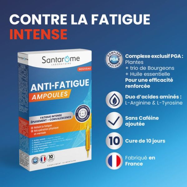 Santarome Anti-Fatigue 10 Ampoules – Énergie et récupération