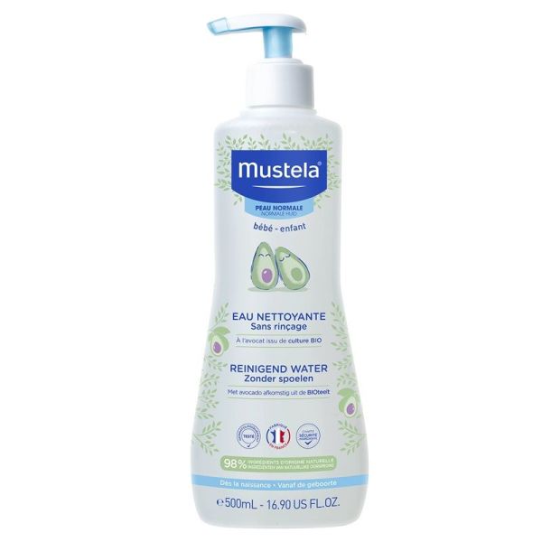 Mustela Eau Nettoyante Sans Rinçage à l'Avocat Bio Bébé Dès la Naissance - 500ml