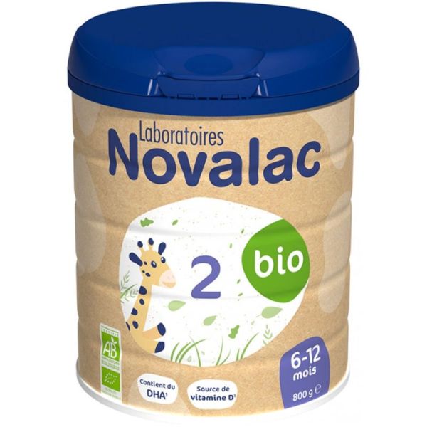 Novalac Bio 2 Lait en Poudre 6-12 mois - 800g - Nutrition bio complète et équilibrée pour bébé