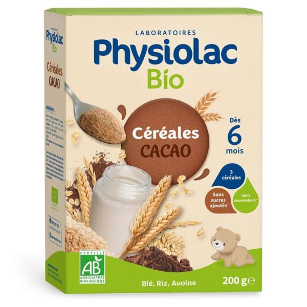 Physiolac Bio Céréales Cacao Dès 6 Mois 200g – Diversification alimentaire bio
