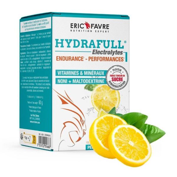 Eric Favre Hydrafull Electrolytes Hydratation+ - Maintien une Hydratation Optimale - 15 sticks