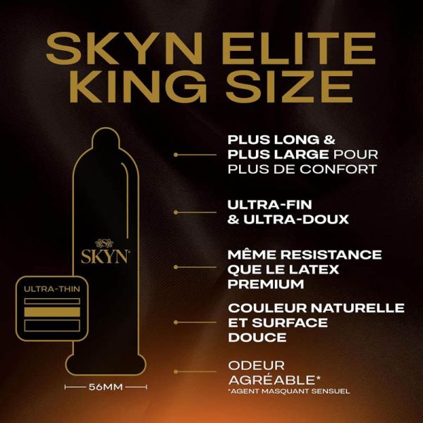 Skyn Elite Préservatifs Sans Latex - King Size - Confort et Finesse Supérieure - 10 préservatifs