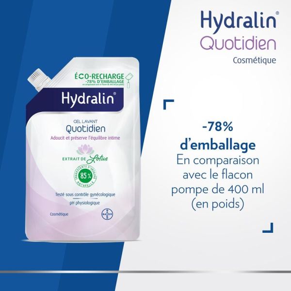 Hydralin Quotidien Gel Lavant - 400 ml - Hygiène Intime Douceur et Respect de l’Environnement
