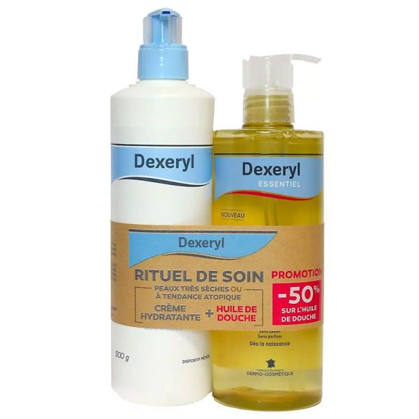 Dexeryl Rituel de Soin - Crème Hydratante 500 ml + Huile de Douche 500 ml