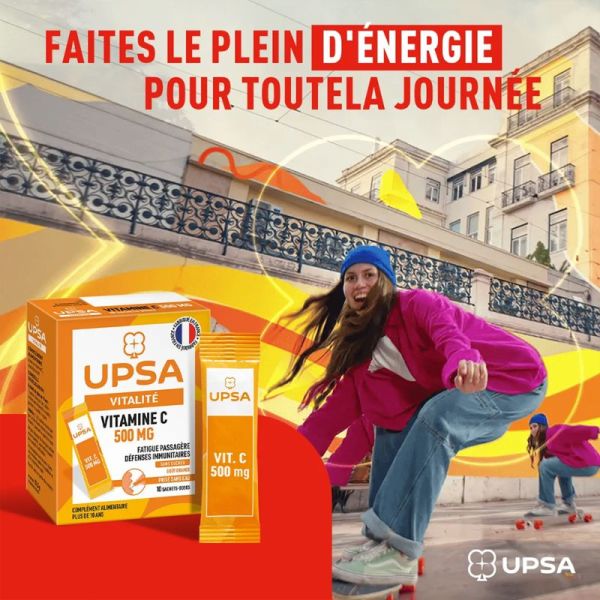 UPSA Vitalité Vitamine C 500mg 10 Sachets – Énergie et immunité
