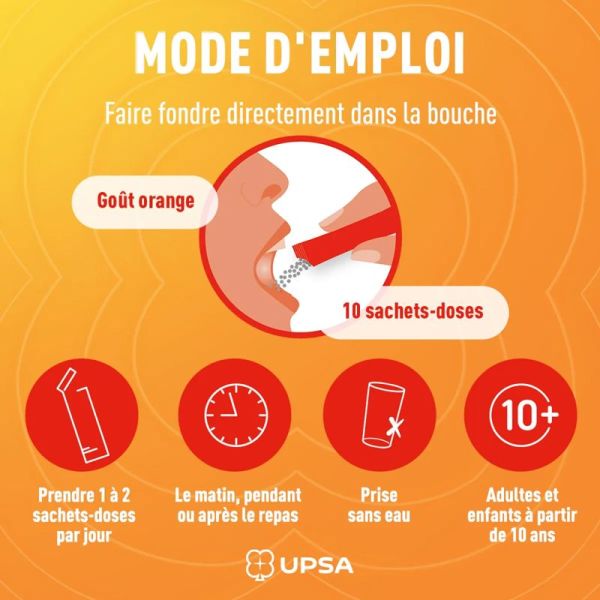 UPSA Vitalité Vitamine C 500mg 10 Sachets – Énergie et immunité