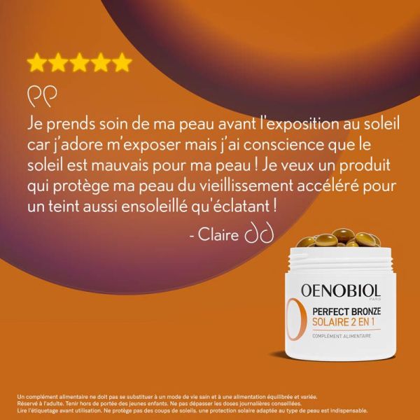 Oenobiol Perfect Bronze Solaire 2 en 1 - 2 x 30 Capsules - Autobronzant et préparateur solaire