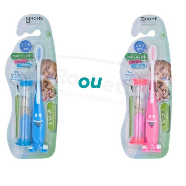 Home essentiel Brosse à dents enfant avec sablier - 2 à 5 ans - Coloris Aléatoire