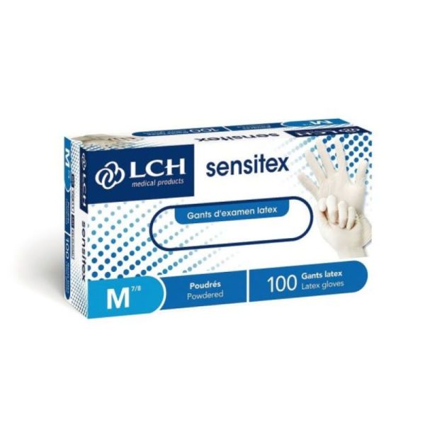 LCH Sensitex Gants d’Examen En Latex Poudrés - Boîte de 100 Gants