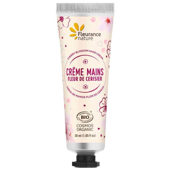 Fleurance Nature Crème Mains Bio - Parfum : Fleur de Cerisier - Mains Douces et Hydratées - 30ml