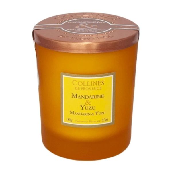 Collines de Provence Bougie Parfumée Mandarine & Yuzu 180 g – parfum frais et vivifiant