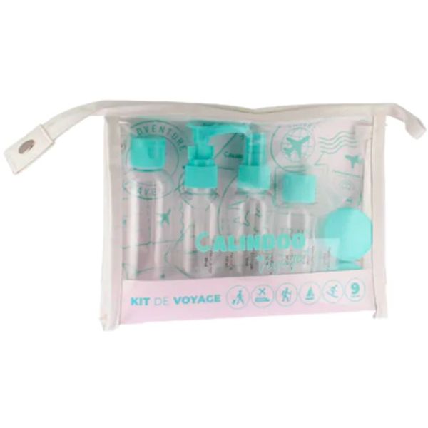 Calindoo Kit de voyage - Trousse de 9 pièces - Trousse pratique et complète pour voyager en toute sérénité