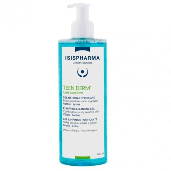 Isispharma Teen Derm Gel Sensitive - Nettoyant Purifiant - Peaux Grasses à Imperfections - 400ml