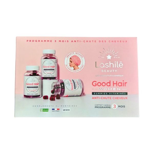 Lashilé Beauty Good Hair Women Anti-Chute - Pack 3 mois + 1 Serviette Séchante