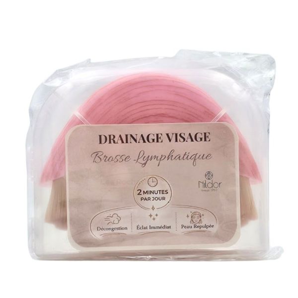 Nildor Brosse Visage Drainage Lymphatique Rose - Décongestion et Éclat Immédiat