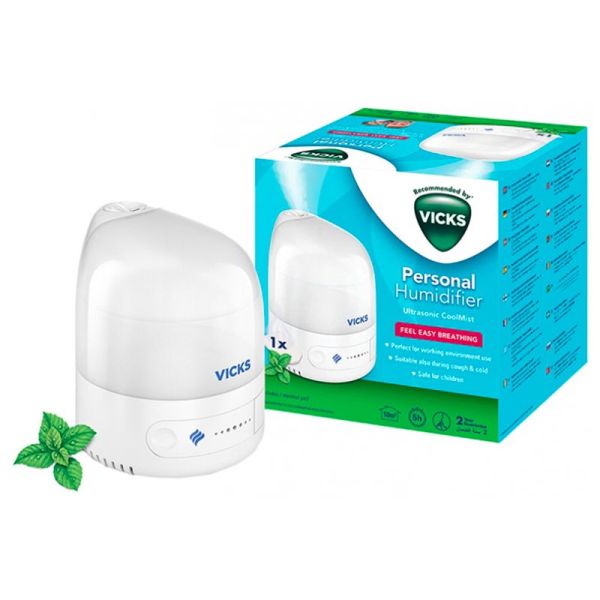 Vicks Humidificateur Personnel à Ultrason - Humidificateur + 1 tablette VapoPad - Confort respiratoire