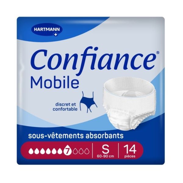 Confiance Mobile 7 Gouttes Taille S – 14 slips absorbants jour et nuit, discret et confortable, absorption rapide