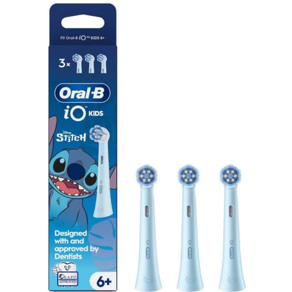 Oral-B iO Kids Disney Stitch Brossette de Brosse à Dents Électrique 6 Ans et + - Lot de 3