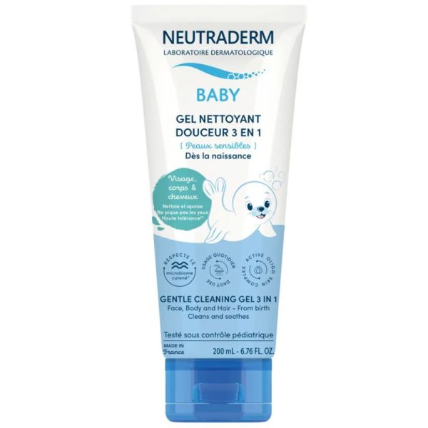 Neutraderm Baby Gel Nettoyant Douceur 3 en 1 - 200 ml - Peaux sensibles
