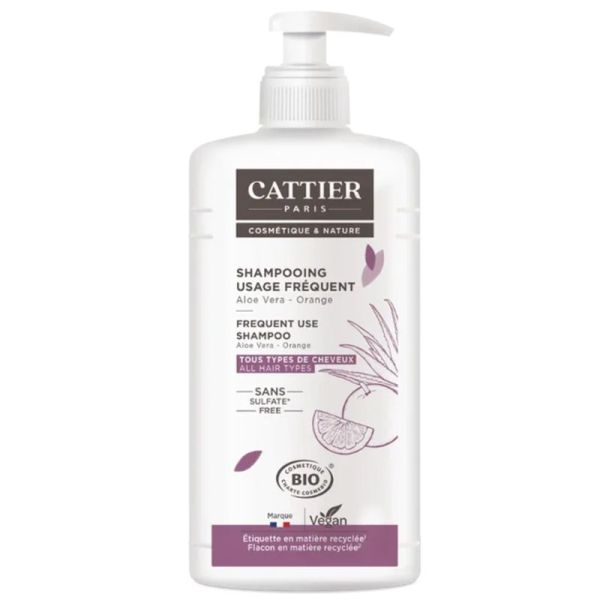 Cattier Shampoing Usage Fréquent Aloe Vera Orange Bio 500ml – Légèreté et vitalité