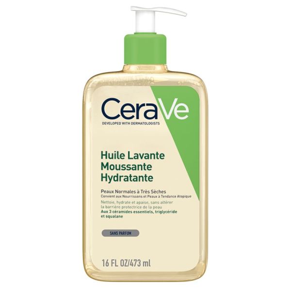 CeraVe Huile Lavante Moussante Hydratante 473ml – Nettoyage et relipidation