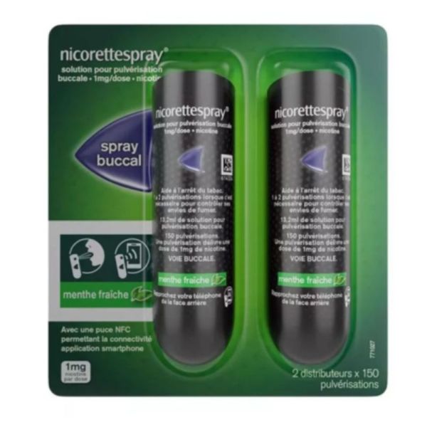 Nicorette Nicorettespray Spray Buccal 1mg/Dose Menthe Verte - 2 Sprays 13.2ml