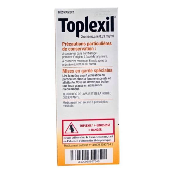 Toplexil Sirop 150ml - Oxomémazine - Antitussif - Toux sèche