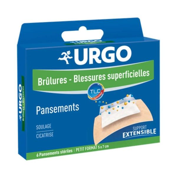 Urgo Pansements Brûlures & Blessures Superficielles 2.7 × 4.5 cm - 6 Pansements Stériles