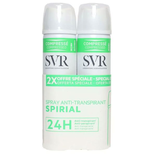 SVR Spirial Déodorant Anti-Transpirant Spray Lot de 2 x 75 ml