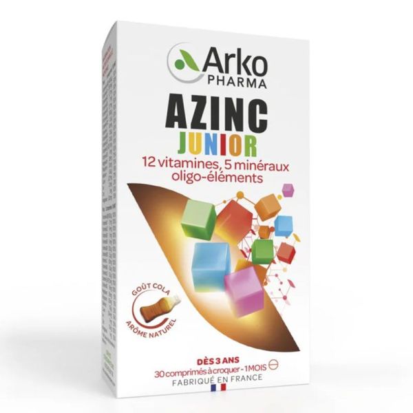 Arkopharma Azinc Vitalité Junior Goût Cola - 30 comprimés - Vitalité, croissance et défenses