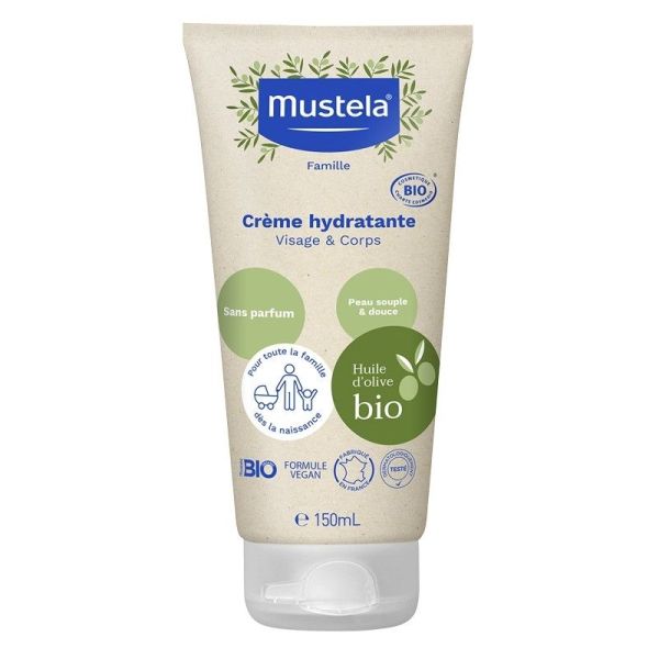 Mustela Crème Hydratante Bio - 150 ml - Hydratation douce et certifiée pour toute la famille