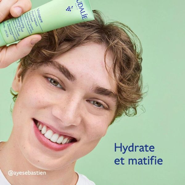 Caudalie Vinopure Fluide Matifiant Hydratant à la Poudre de Silice 60ml – Pureté et fraîcheur