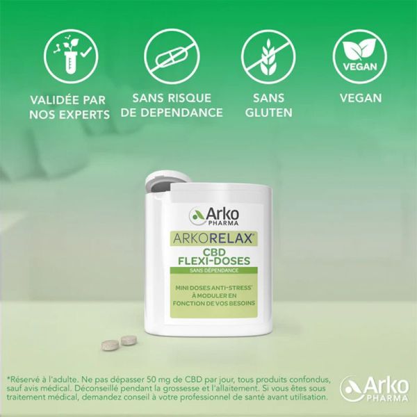 Arkopharma Arkorelax CBD Flexi-Doses - 60 Mini Comprimés Sublingaux