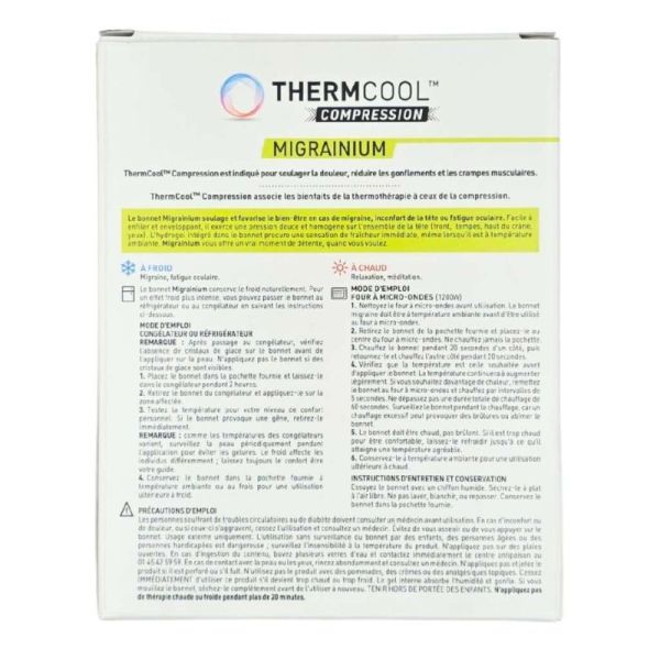 ThermCool Compression Migrainium Bonnet Bleu 44 cm - Soulagement des maux de tête