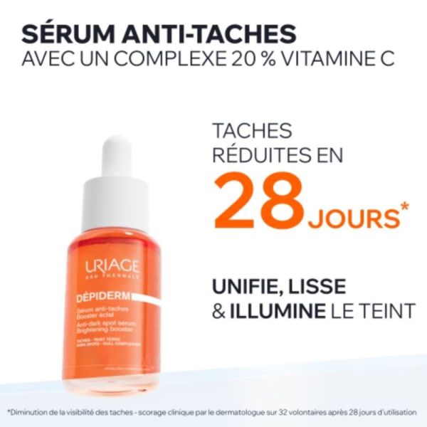 Uriage Depiderm Sérum Anti-Taches Booster Éclat 30 ml - Unifie, lisse et illumine la peau