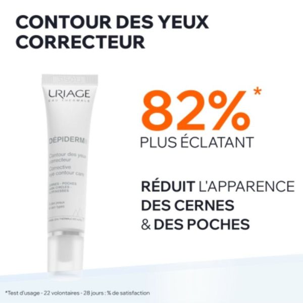 Uriage Depiderm Contour des Yeux Correcteur 15 ml - Défatigue, unifie et illumine le regard