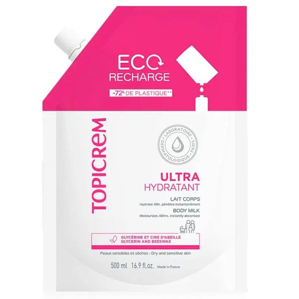 Topicrem Hydra+ UH Lait Corps Eco-Recharge - Protège & Hydrate - 500ml