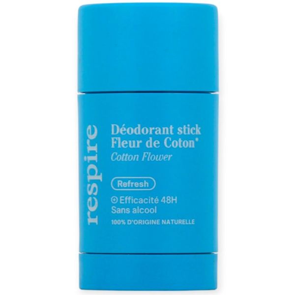 Respire Déodorant Stick Efficacité 48h Bio - 20 ml - Fleur de Coton - Protection 48h naturelle