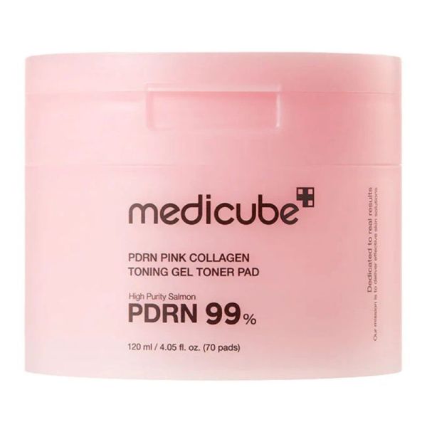 Medicube PDRN Pink Collagen Toning Gel Toner Pad Éclat & Fermeté - 120ml / 70 pads