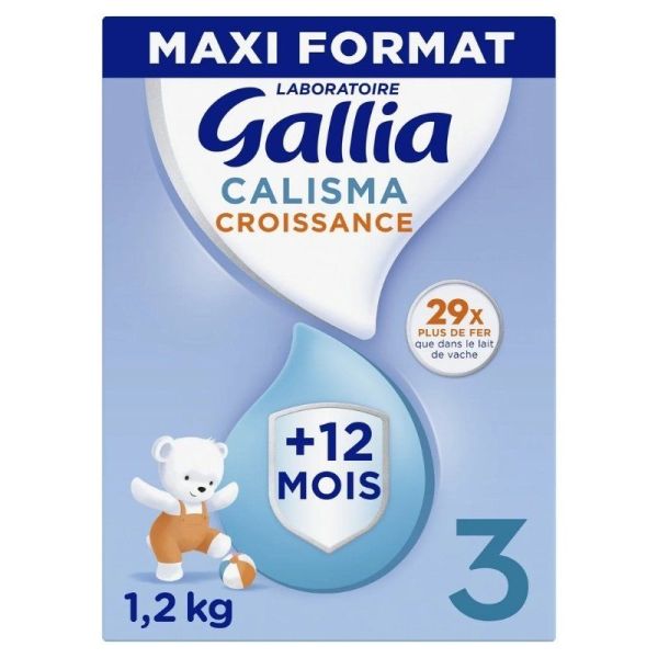 Gallia Calisma Lait Infantile Croissance 3e Âge Maxi Format 2x600g - Pour bébés de 12 mois à 3 ans