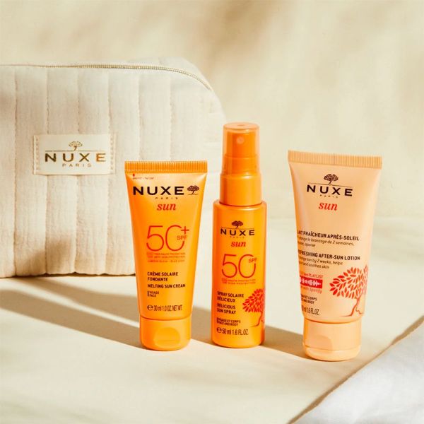 Nuxe Mes Indispensables Solaires Trousse Voyage - Crème Solaire + Spray Solaire + Lait Fraîcheur + Trousse OFFERTE