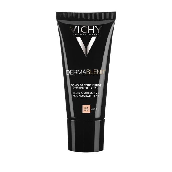 Vichy Dermablend Fond de Teint Fluide Correcteur 16H - Teinte 25 Nude 30ml - Peaux Normales à Sèches