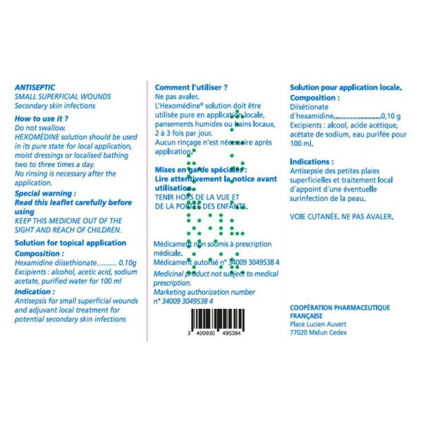 Hexomedine 1 pour mille solution 250 ml