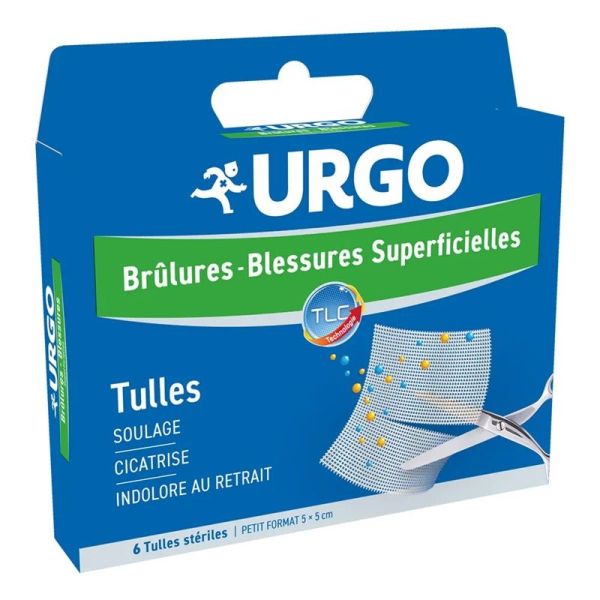 Urgo Tulles Brûlures & Blessures Superficielles 5 × 5 cm - 6 Tulles Stériles