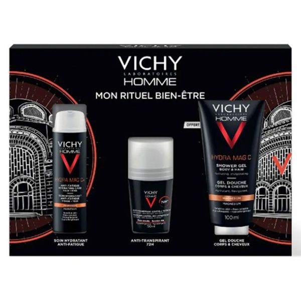 Vichy Homme Coffret Mon Rituel Bien-Être - 3 Soins Essentiels - Revitalise et Hydrate la Peau