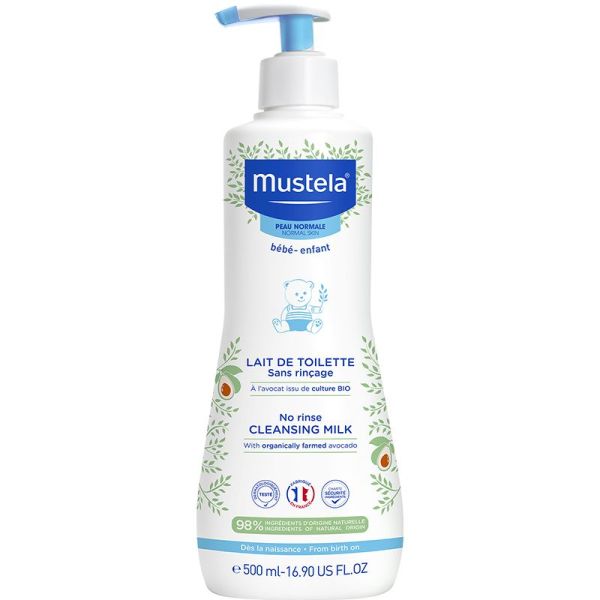 Mustela Lait de Toilette Sans Rinçage - 500 ml - Nettoyage doux et hydratant dès la naissance