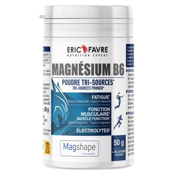 Eric Favre Magnésium B6 Poudre 50g – Triple magnésium et énergie