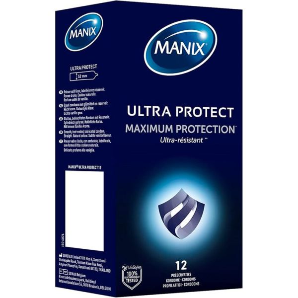 Manix Ultra Protect Préservatifs - 12 préservatifs - Protection Maximum - Préservatif ultra résistant
