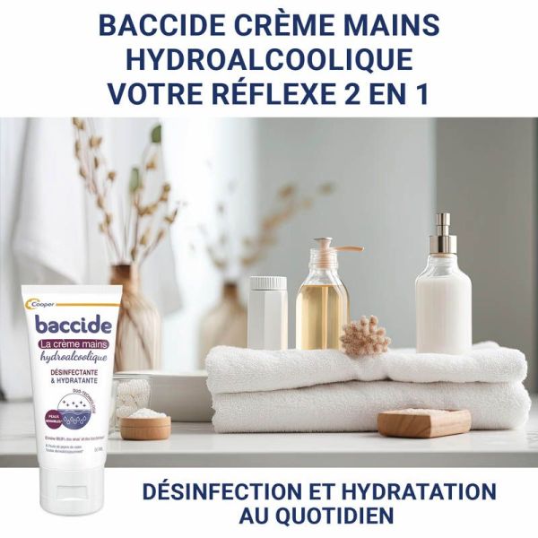 Baccide Crème Mains Hydroalcoolique - Hydratante & Désinfectante - 50ml